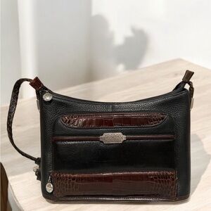 Brighton Black and Brown Leather Shoulder Bag With Dust Cover EUC